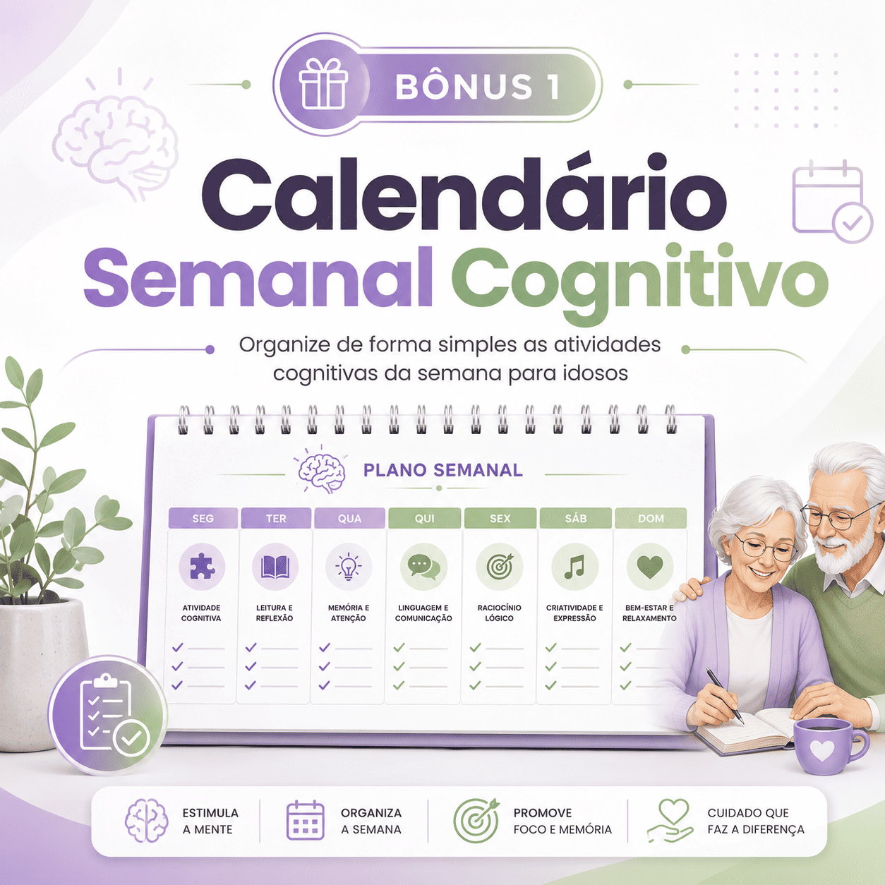 Capa do bônus Calendário Semanal Cognitivo