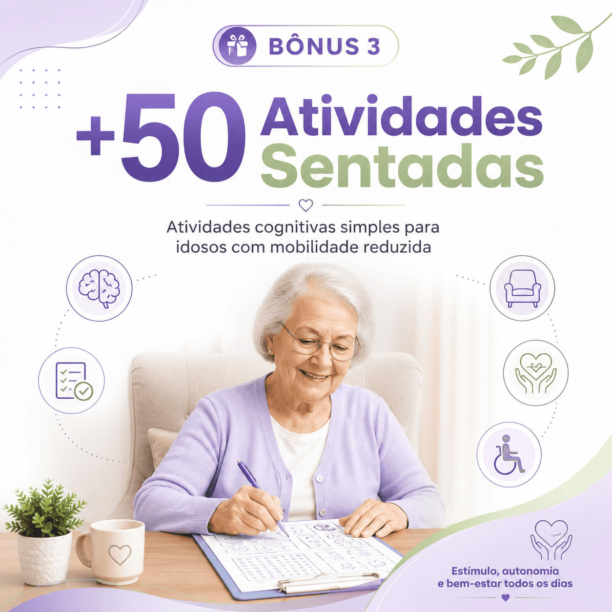 Capa do bônus +50 Atividades Sentadas