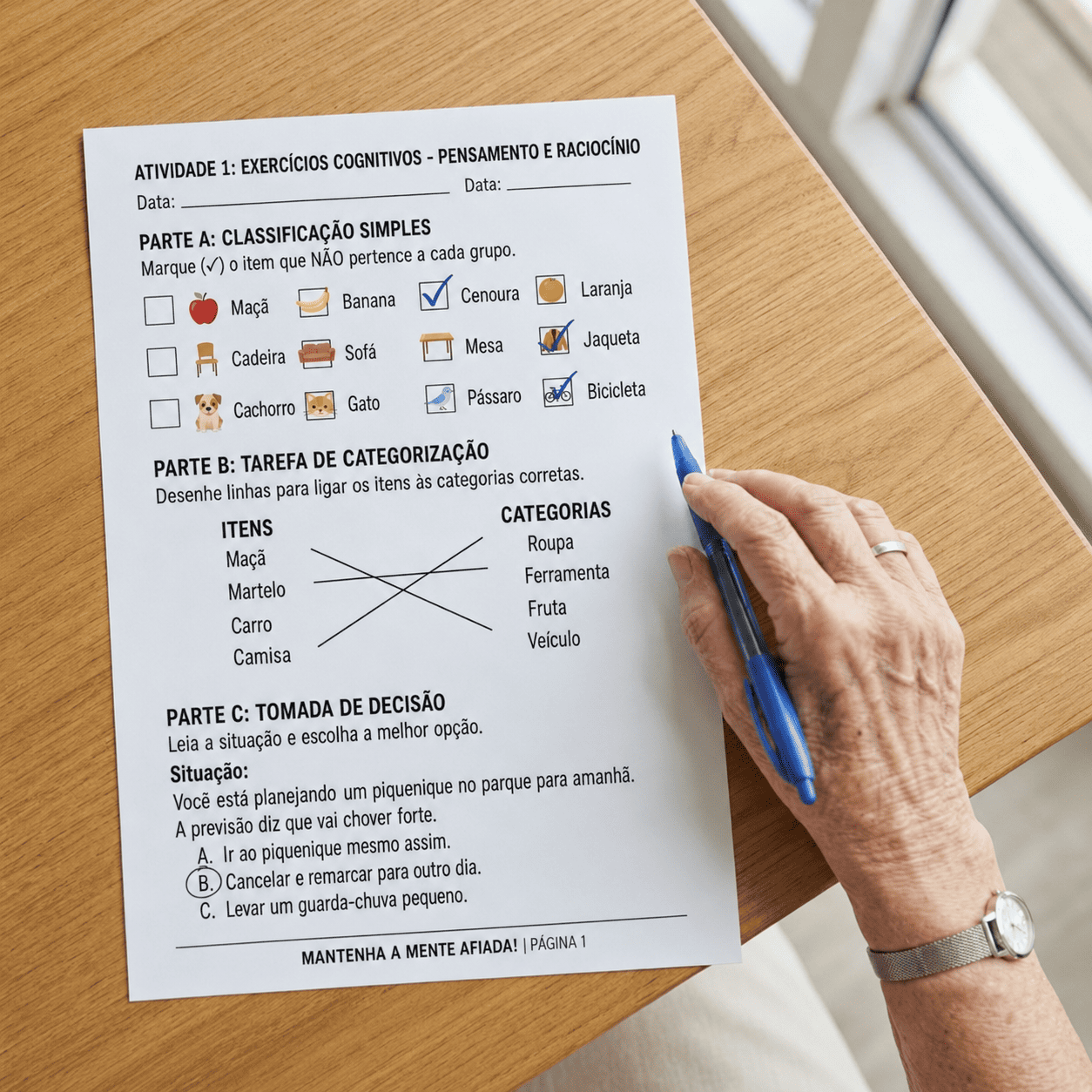 Exemplos de atividades de raciocínio